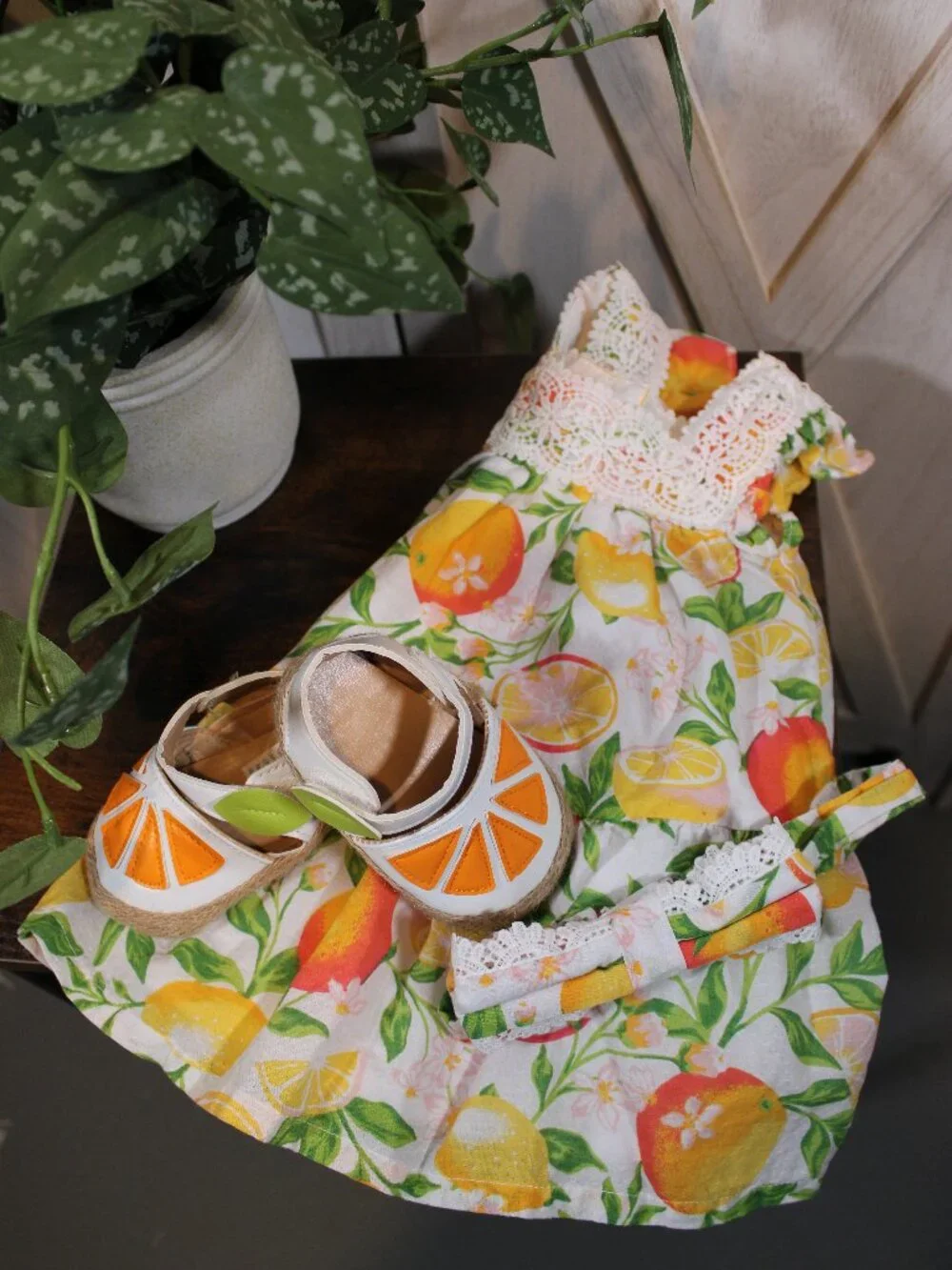 Rachel Zoe Baby Girl Citrus Collection Dress Set 3-6M Headband & Shoes Floral